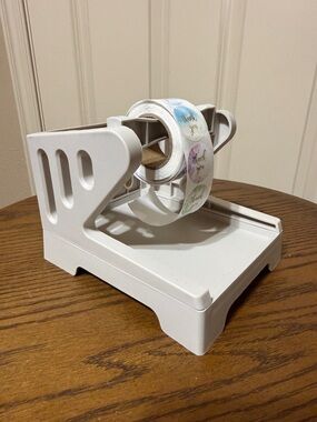 White Label Dispenser for Sticker Rolls - Compact Counter Organizer